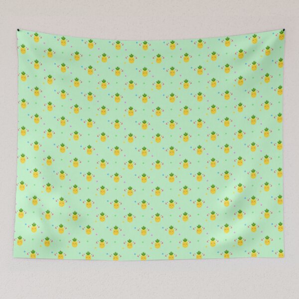 Item preview, Pineapple Fun Fruit Repeat Pattern On Light Green Background - Summer Fruit Series designed and sold by kassiekewl.