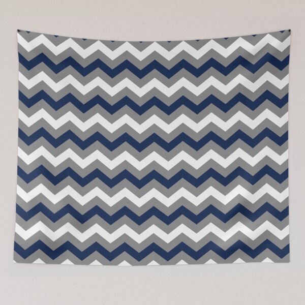 Item preview, Navy Blue, Grey and White Chevron Zigzag Pattern designed and sold by SqueakyRicardo.