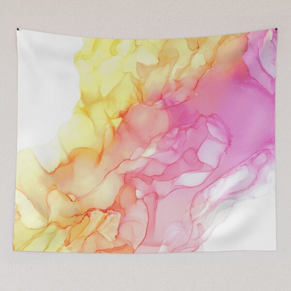 Item preview, Pink and Yellow Collide Abstract: Original Alcohol Ink Painting by Herzart designed and sold by herzart.