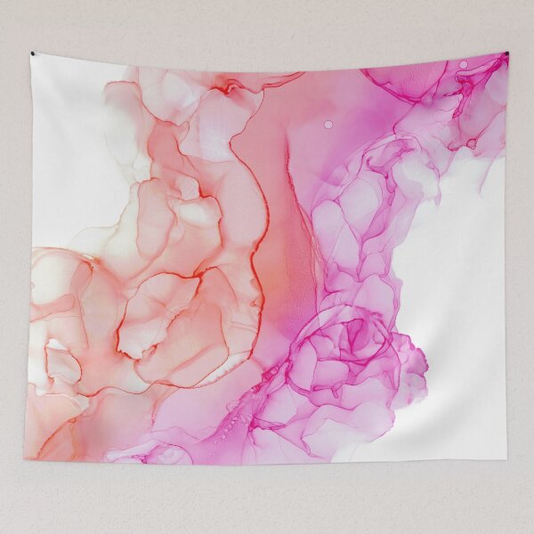 Item preview, Pink and Coral Smoke Abstract: Original Alcohol Ink Painting by Herzart designed and sold by herzart.