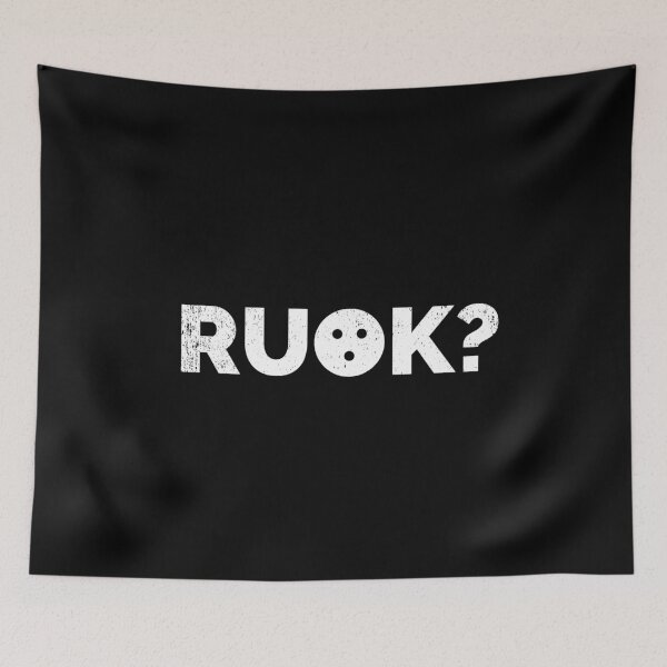 Item preview, RUOK? Are You Okay? Concerned! White text with emoji. designed and sold by bonmotto.