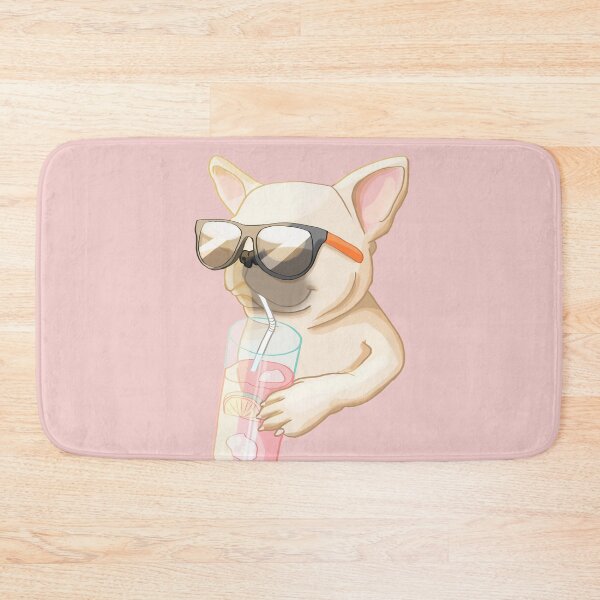 Item preview, French bulldog with sunglasses having a cocktail, pet disneyfication designed and sold by Sofia Dimitriadou.
