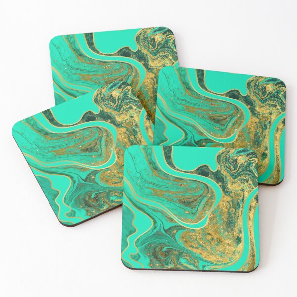 Item preview, Acrylic color flow turquoise gold designed and sold by amagaclothing.