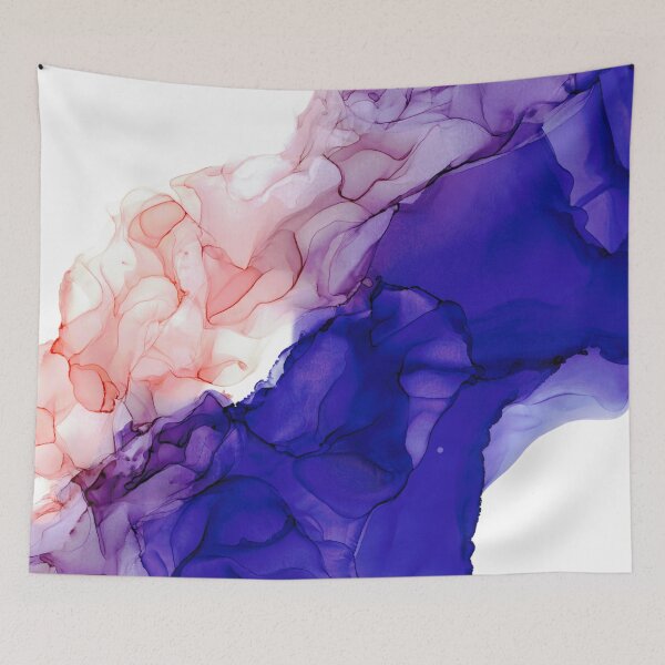 Item preview, Indigo and Coral River Abstract: Original Alcohol Ink Painting by Herzart designed and sold by herzart.