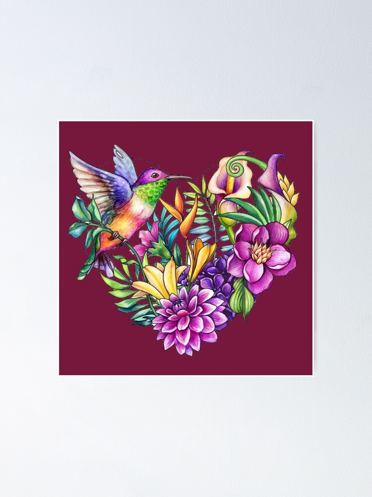 Poster Dessin Fleur Avec Oiseau Par Ibrahimm12 Redbubble