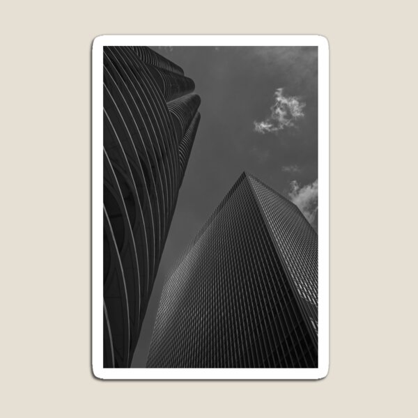 Chicago Marina City - Skyscraper Photograph in Monochrome Magnet