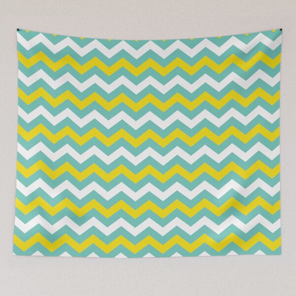 Item preview, Yellow, Aqua Blue and White Chevron Zigzag Pattern designed and sold by SqueakyRicardo.