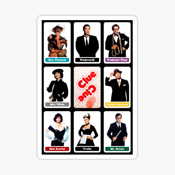 Clue (1985) - Suspect Cards Sticker