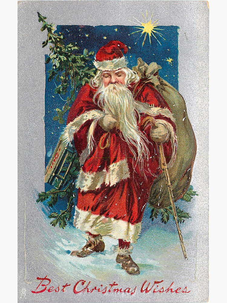 "Best Christmas Wishes" with Santa Vintage Christmas Postcard  (1908) by douglasewelch