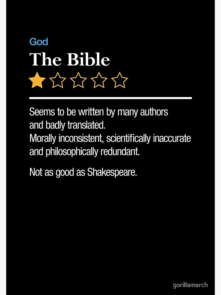 Funny Atheist Design, The Bible One Star Review