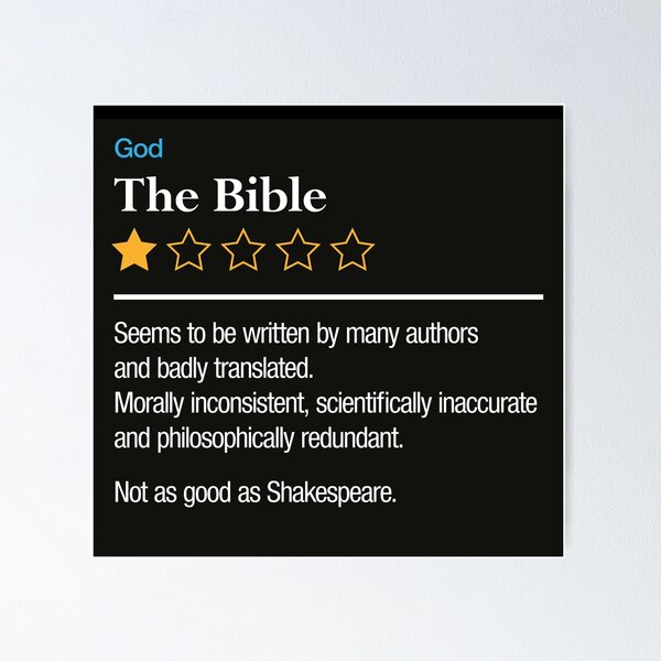 Item preview, Funny Atheist Design, The Bible One Star Review designed and sold by gorillamerch.