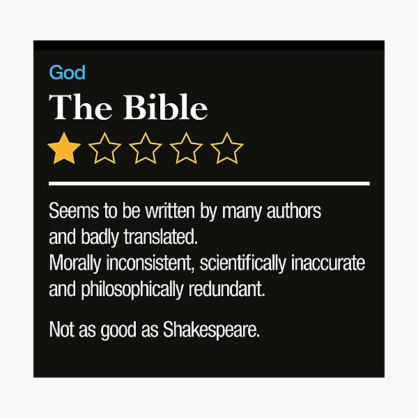 Item preview, Diseño ateo divertido, The Bible One Star Review designed and sold by gorillamerch.