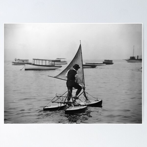 Item preview, Man Testing A Water Tricycle - Circa 1900  designed and sold by warishellstore.