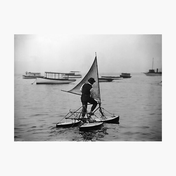 Item preview, Man Testing A Water Tricycle - Circa 1900  designed and sold by warishellstore.
