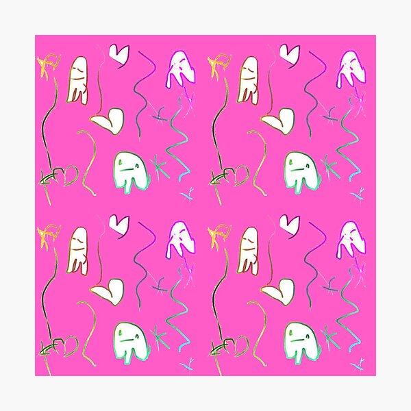 Item preview, Rainbow Ghost Doodle with Hearts and Confetti by Cat Doss with Pink Background designed and sold by Cat Doss.