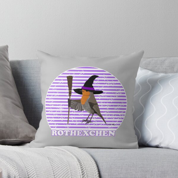 Item preview, Halloween bird motif robin as purple witch with witch hat and witch broom designed and sold by jz-birds.