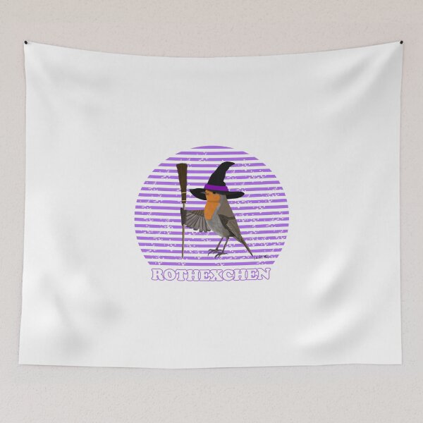 Item preview, Halloween bird motif robin as purple witch with witch hat and witch broom designed and sold by jz-birds.