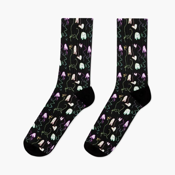 Item preview, Rainbow Ghost Doodle with Hearts and Confetti by Cat Doss with Black Background designed and sold by Cat Doss.