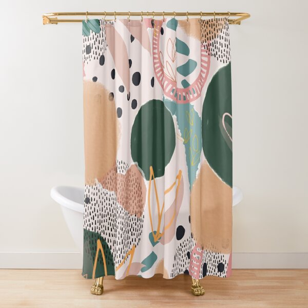 Pastel pink abstract blooms, pastel tropical pattern    Shower Curtain