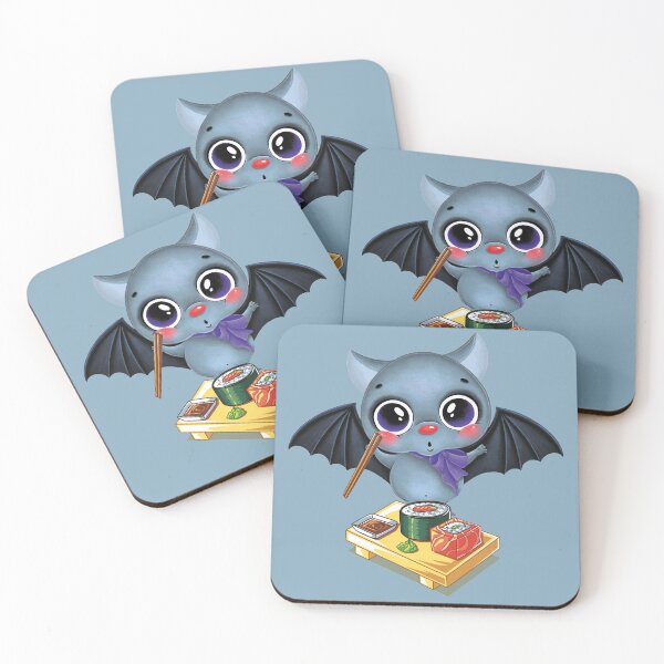 Item preview, Kawaii Spooky Japanese Bat Eating Sushi designed and sold by EvaWolf.