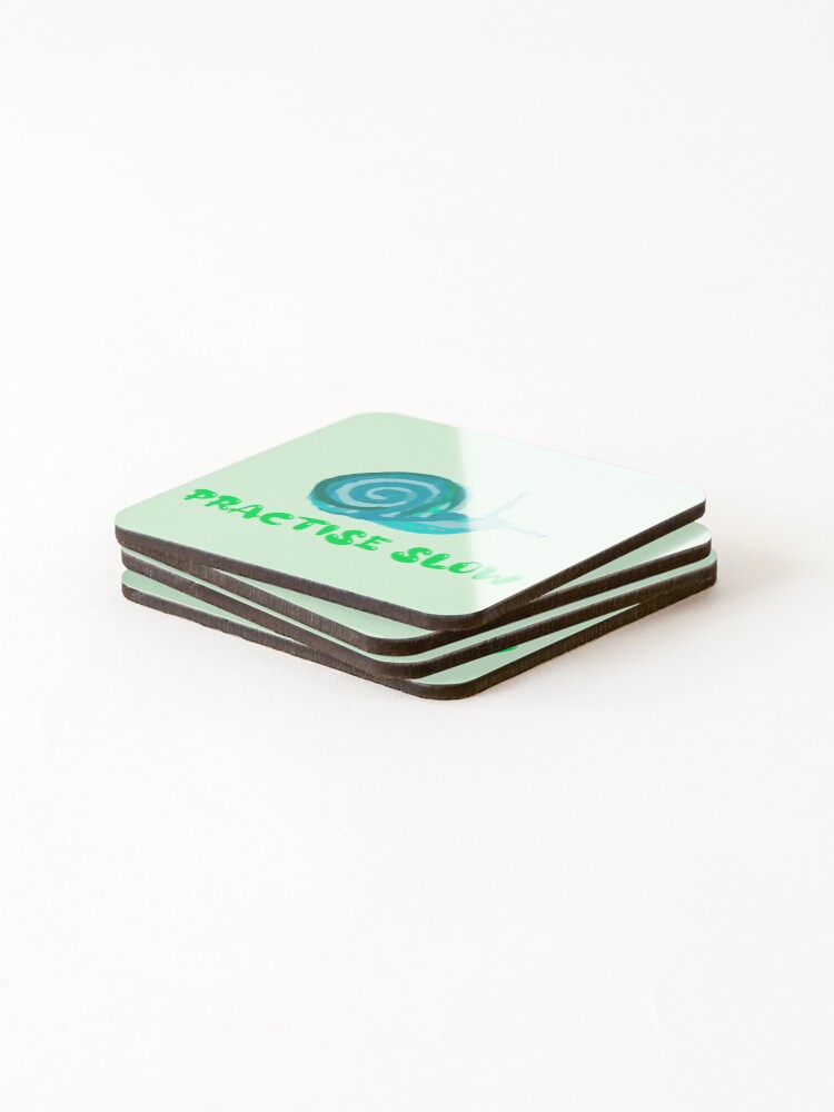 Thumbnail 4 of 5, Coasters (Set of 4), Practise Slow Musical Snail (Green/Blue) designed and sold by DesignsofNote.