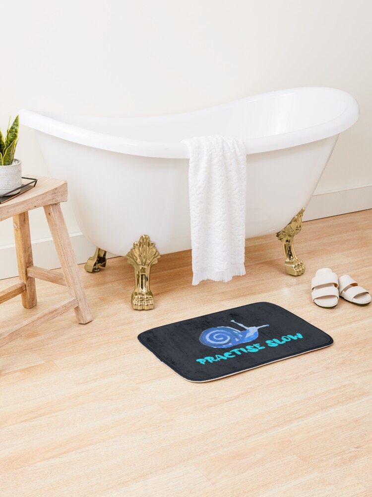Thumbnail 2 of 6, Bath Mat, Practise Slow Musical Snail (Blue) designed and sold by DesignsofNote.