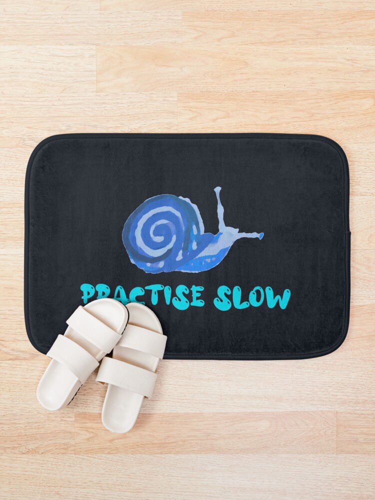 Thumbnail 1 of 6, Bath Mat, Practise Slow Musical Snail (Blue) designed and sold by DesignsofNote.