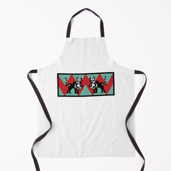 Item preview, Feline duet (Green and Red background with triangles) V7 - Two black and white felines that are facing each other. designed and sold by BDLVandFriends.
