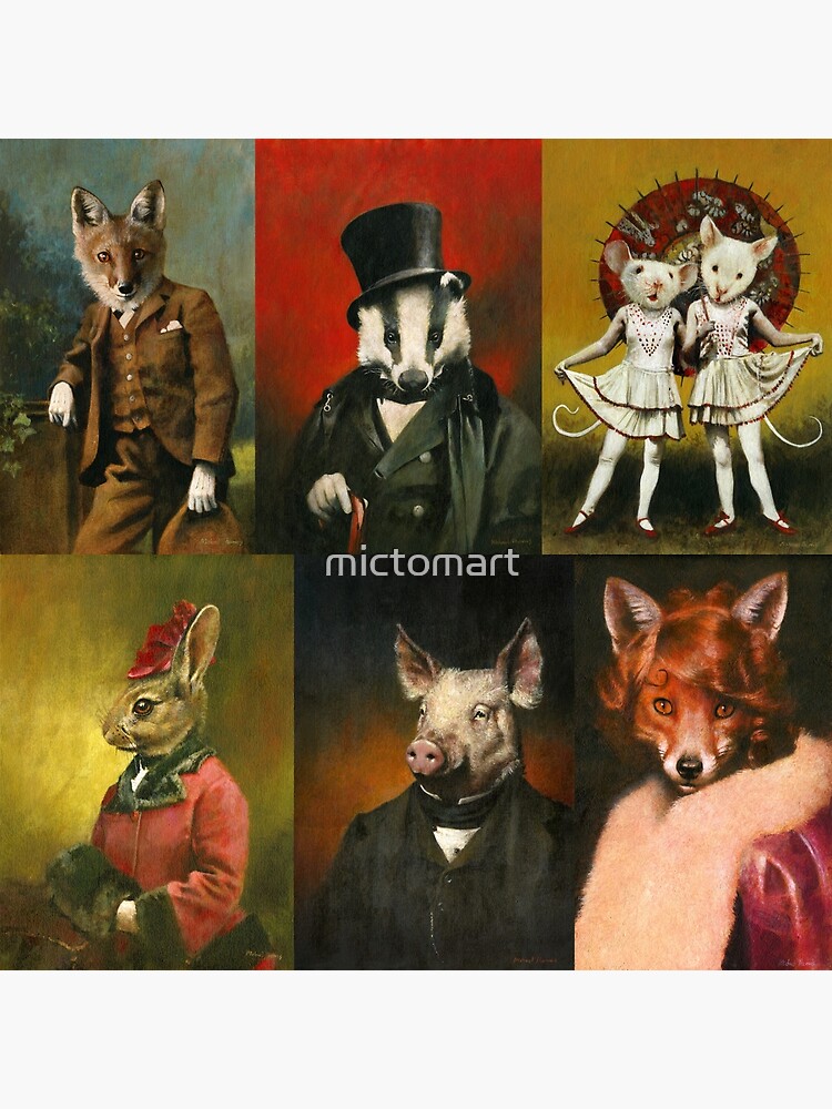 "Vintage Animals In Clothes" Metal Print by mictomart Redbubble