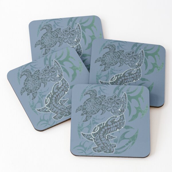 Item preview, Hawaiian Slate Tribal Hammerhead Shark And Turtle designed and sold by sunnthreads.
