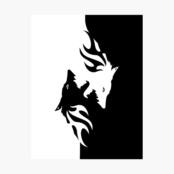 Item preview, Yin Yang Wolves - Black and White designed and sold by BonsaiCrafts.