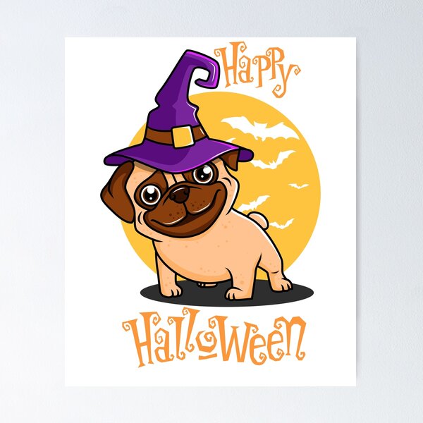 Item preview, Happy Halloween pug dressed up as a witch designed and sold by CBShirtStar.