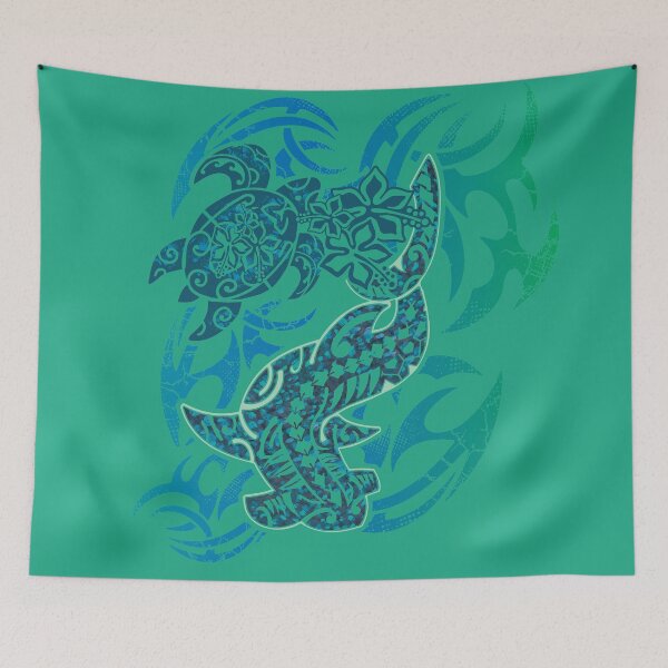Item preview, Samoan Tribal Hammerhead Shark And Turtle designed and sold by sunnthreads.