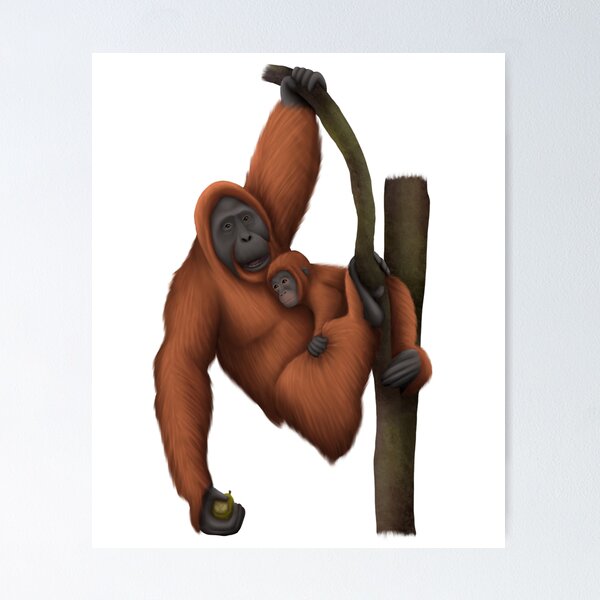 Item preview, Orangutan Mother and Child Climbing Tree designed and sold by troyanthonyart.