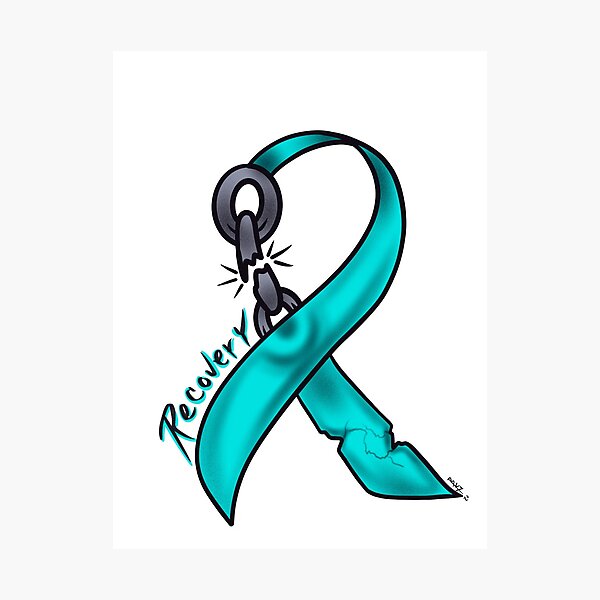 Item preview, Teal addiction recovery ribbon  designed and sold by Chillateez.