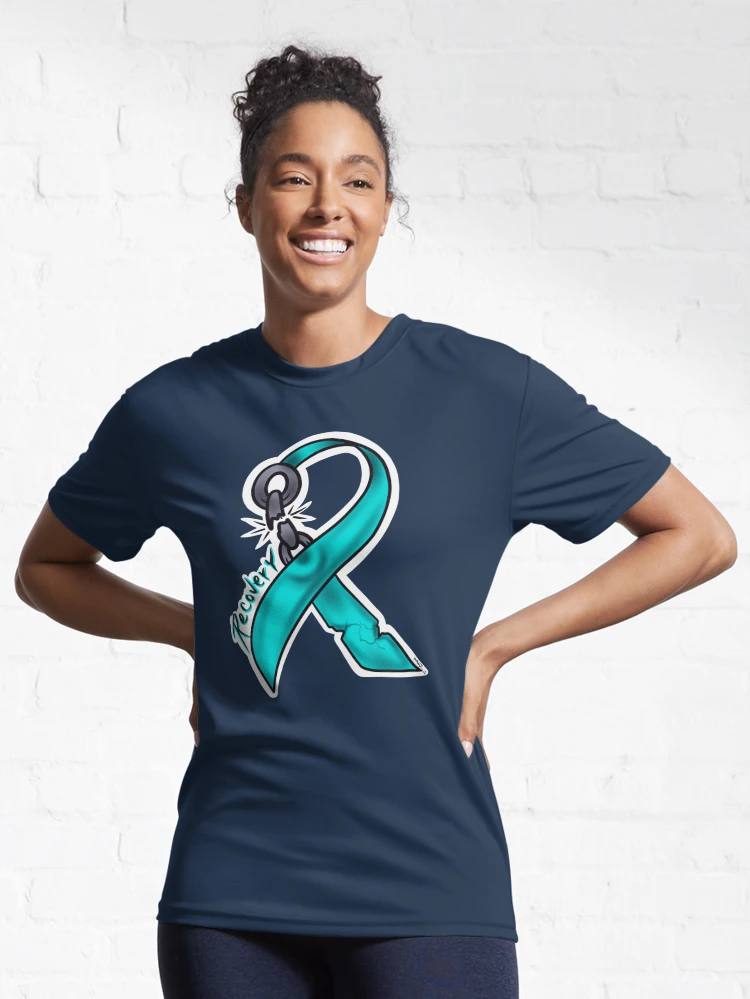 Addiction Recovery Awareness Month Gloves Teal Ribbon Unisex T-Shirt