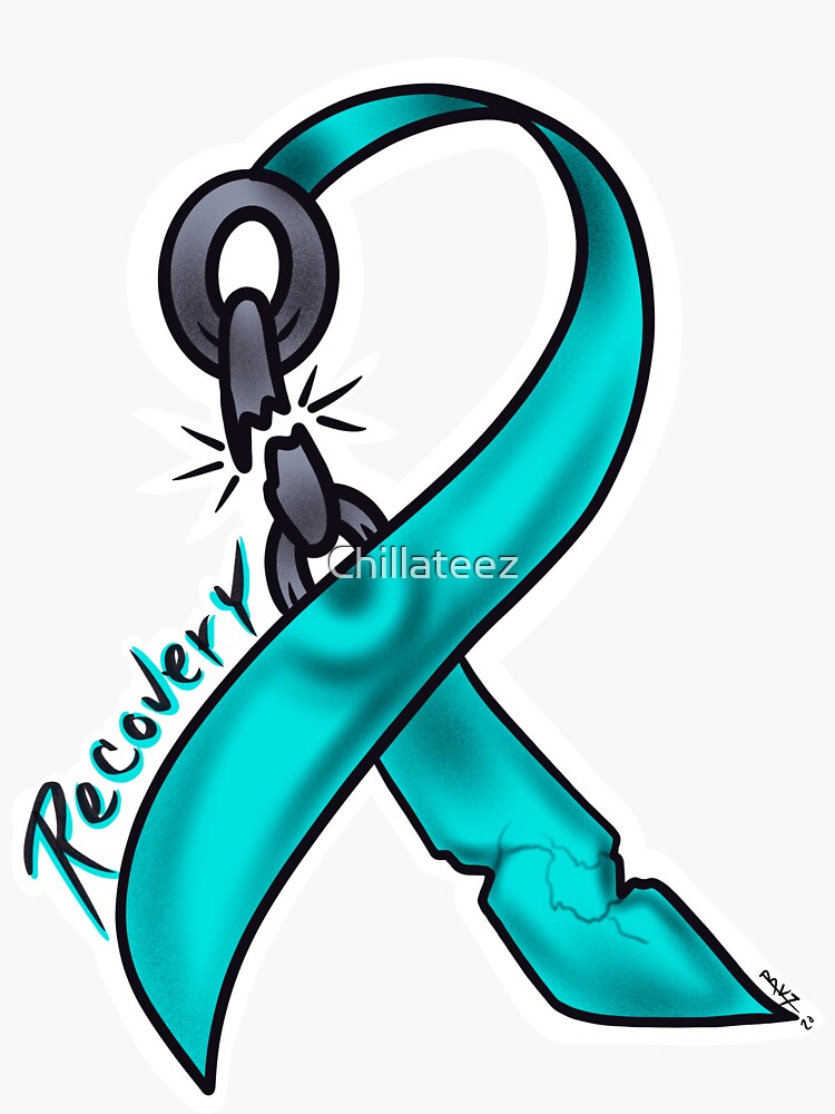 Teal addiction recovery ribbon  Sticker for Sale by Chillateez
