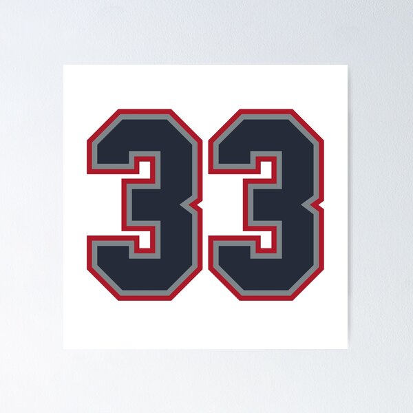 Item preview, 33 Navy Grey Red Sports Number Thirty-Three designed and sold by HelloFromAja.