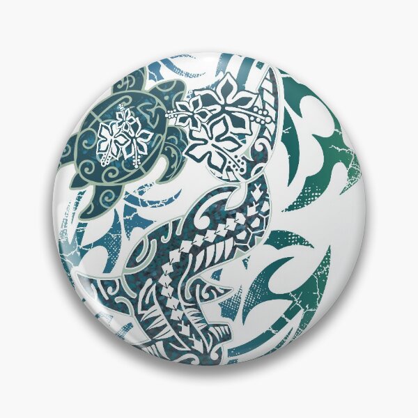 Item preview, Dark Hawaiian Tribal Hammerhead Shark And Turtle designed and sold by sunnthreads.