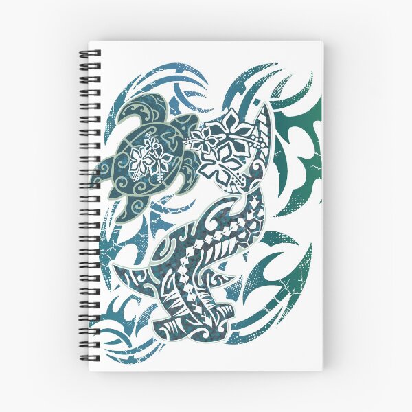 Item preview, Dark Hawaiian Tribal Hammerhead Shark And Turtle designed and sold by sunnthreads.