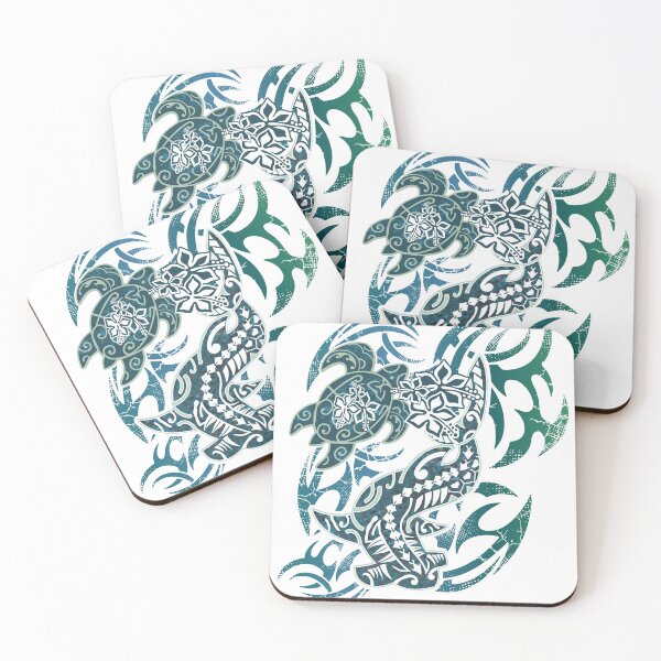 Item preview, Dark Hawaiian Tribal Hammerhead Shark And Turtle designed and sold by sunnthreads.