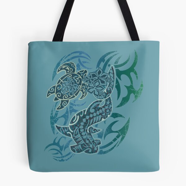 Item preview, Dark Hawaiian Tribal Hammerhead Shark And Turtle designed and sold by sunnthreads.
