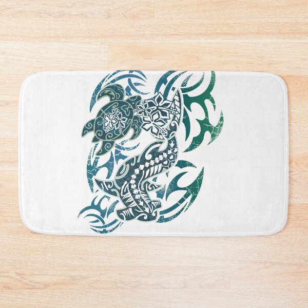 Item preview, Dark Hawaiian Tribal Hammerhead Shark And Turtle designed and sold by sunnthreads.