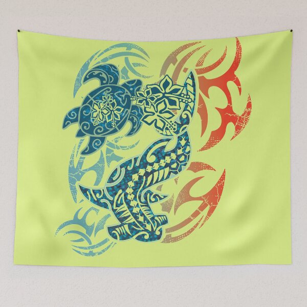 Item preview, Tribal Hammerhead Shark And Turtle designed and sold by sunnthreads.