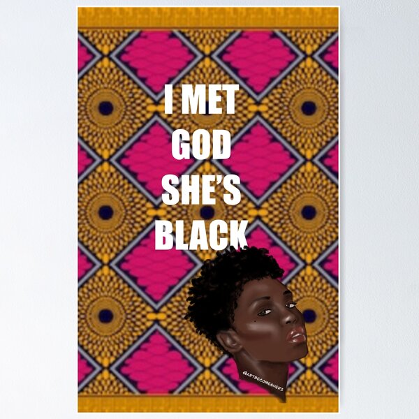 Item preview,  I MET GOD, SHE’S BLACK - ANKARA PINK & GOLD designed and sold by ArtBecomesHer2.
