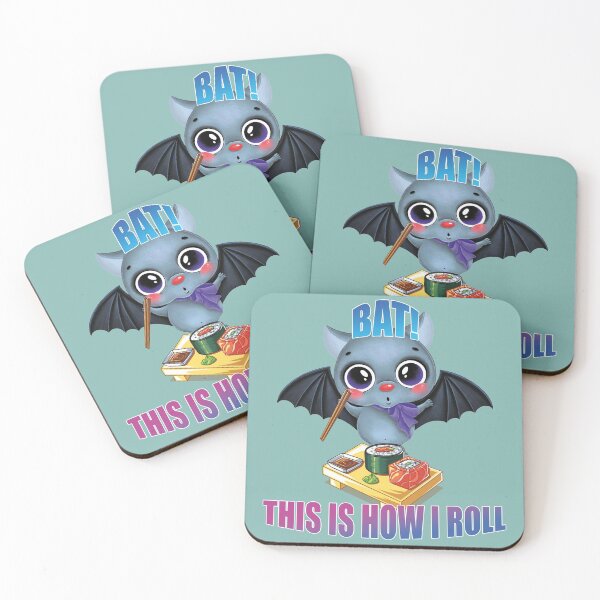 Item preview, Funny Kawaii Bat! This is How I Roll- Food Pun designed and sold by EvaWolf.