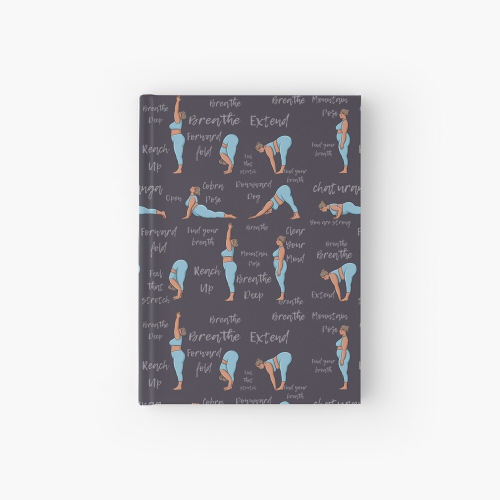 Yoga sun salutation plus size yoga illustration  Hardcover Journal for Sale  by BopoWatercolour