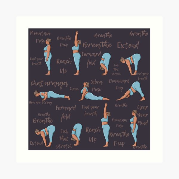 Yoga sun salutation plus size yoga illustration  Sticker for Sale by  BopoWatercolour