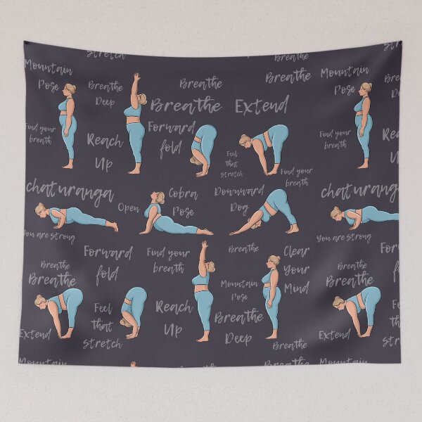 Item preview, Plus size body positive yoga practice poses sun salutation  designed and sold by BopoWatercolour.