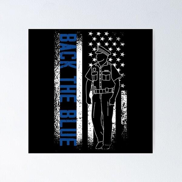 Item preview, Back the Police Officers Blue Line Support the Blue American Flag designed and sold by CoolSilhouettes.